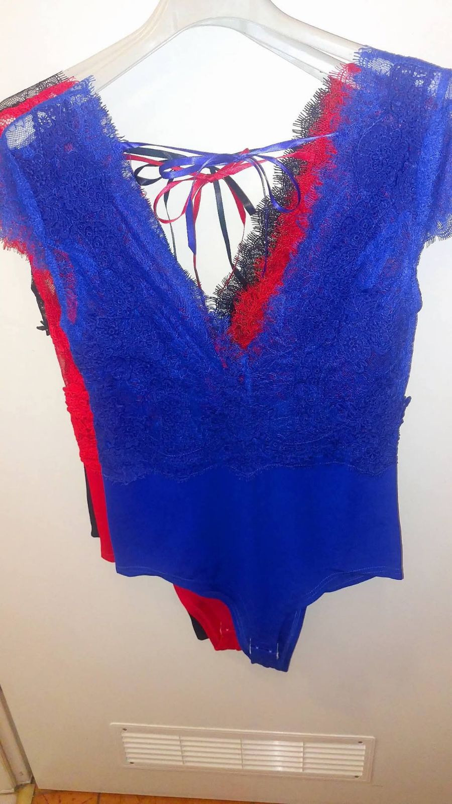 Body damskie koronkowe s/m chabrowy