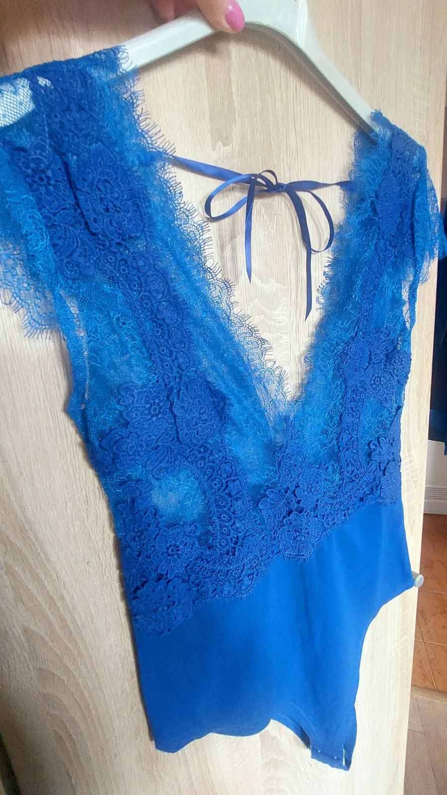 Body damskie koronkowe s/m chabrowy