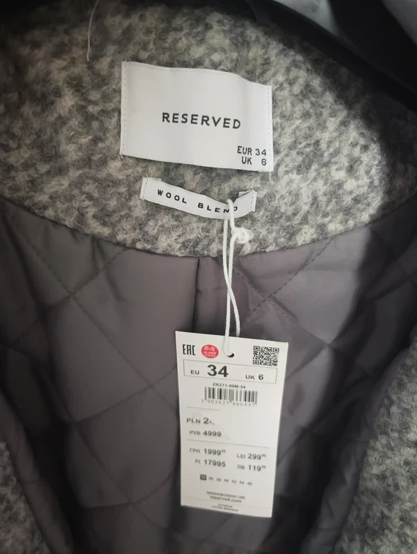 Zimowa Kurtka z Wełną Reserved r. 34 XS