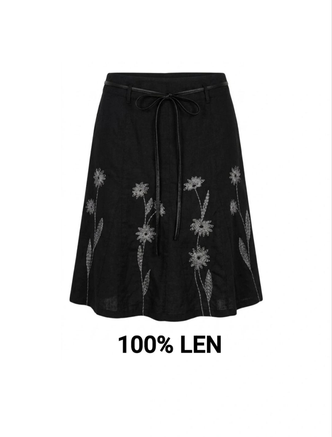 Lniana spódnica Next – 100% len | haft | rozmiar L