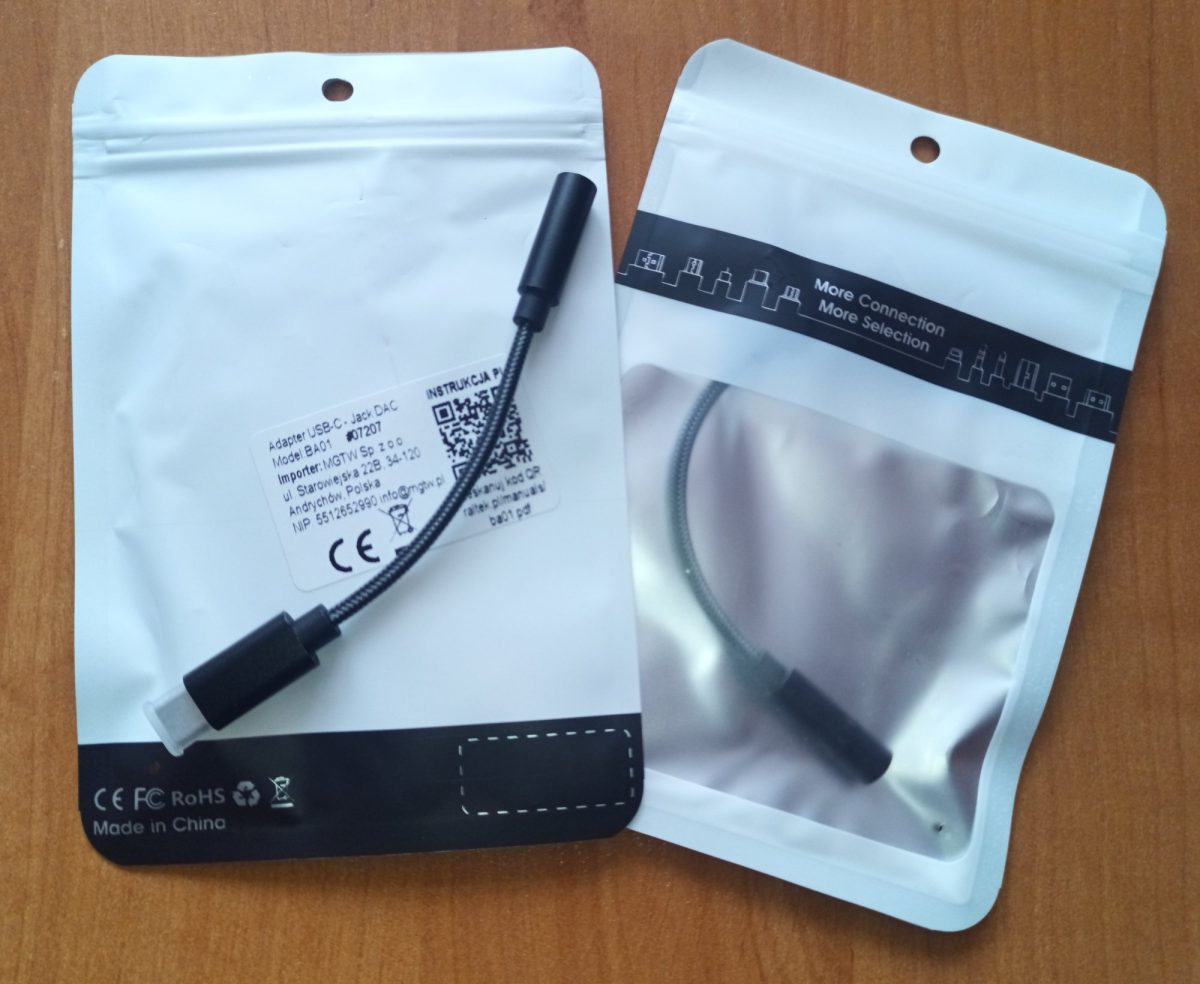 2x przejściówka adapter słuchawkowy USB-C mini jack 3.5mm z AUX DAC