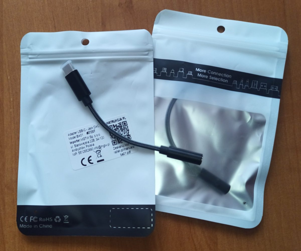 2x przejściówka adapter słuchawkowy USB-C mini jack 3.5mm z AUX DAC