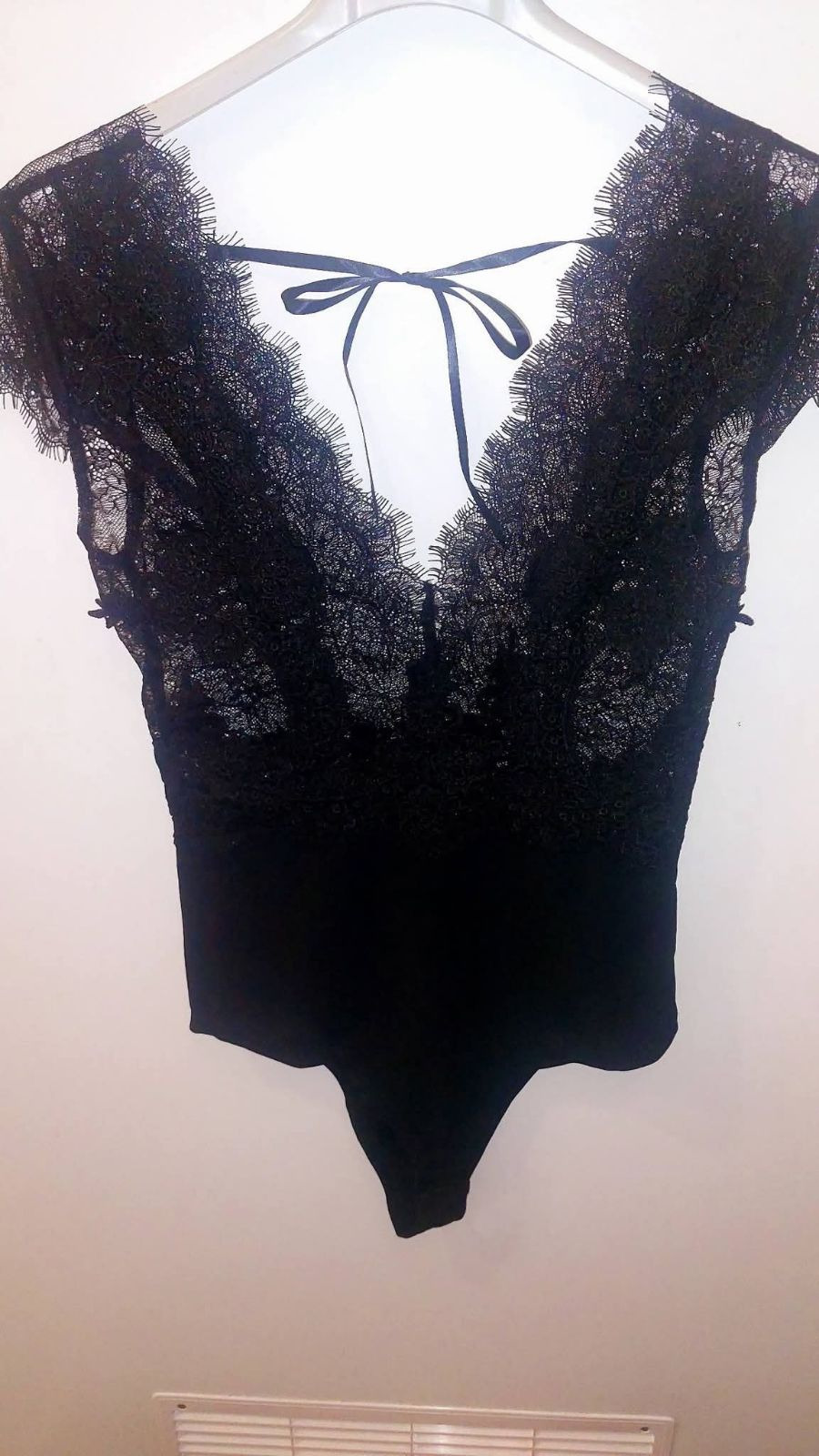 Body koronkowe damskie kobiece S/M czarne