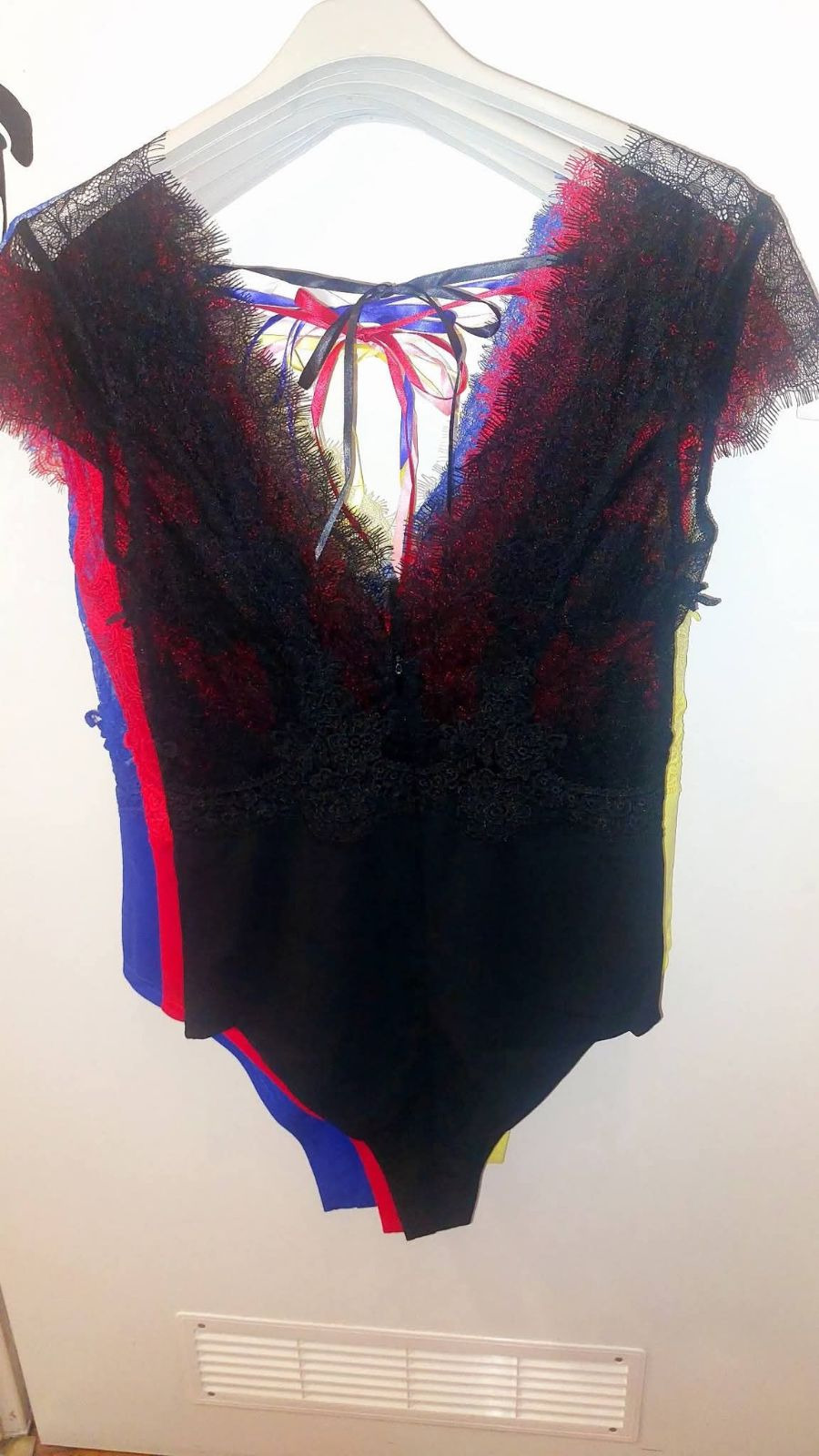 Body koronkowe damskie kobiece S/M czarne