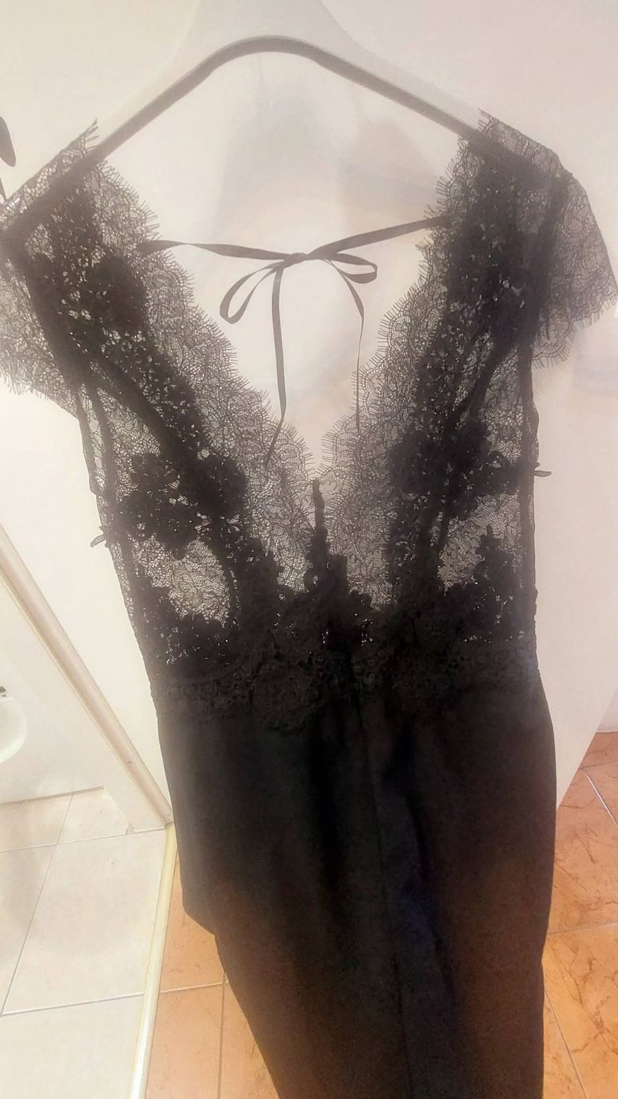 Body koronkowe damskie kobiece S/M czarne