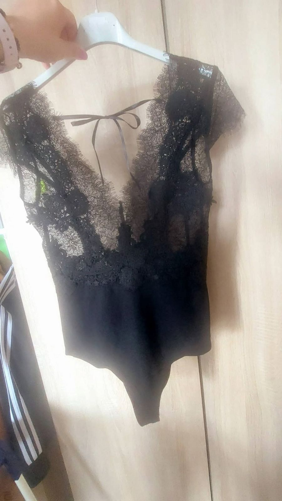 Body koronkowe damskie kobiece S/M czarne