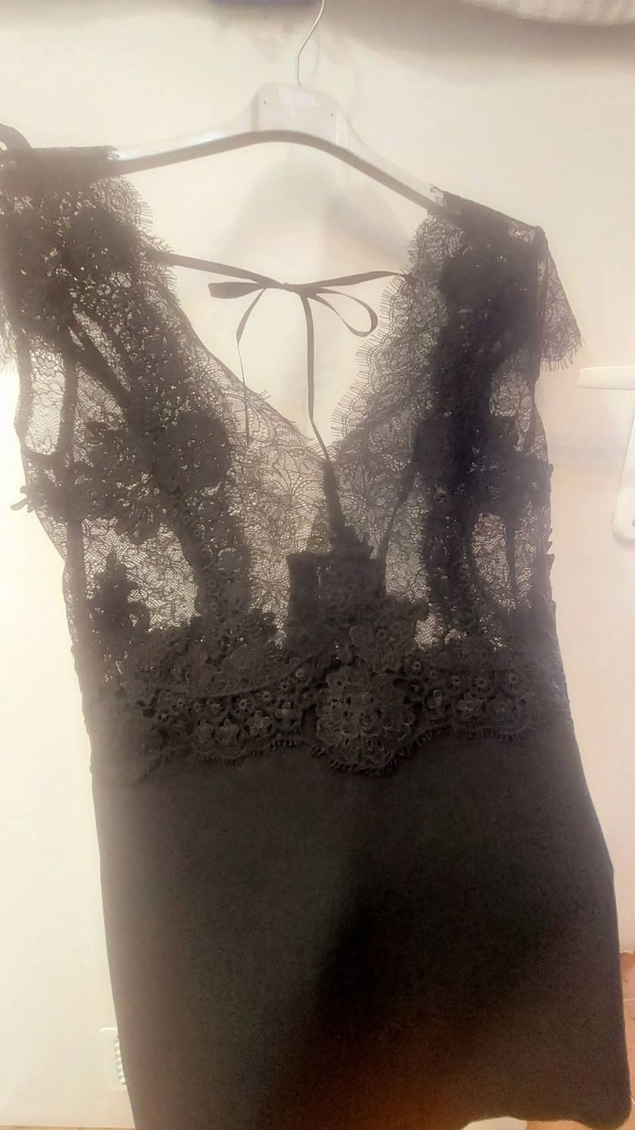 Body koronkowe damskie kobiece S/M czarne